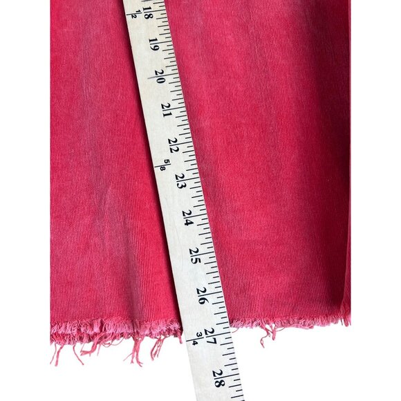 We The Free Twenty-Seven Red Corduroy Wide Flare Pants Lace-Up Back Frayed Hem - Picture 4 of 14